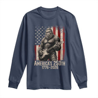 Americas 250th Anniversary 1776-2026 Bigfoot Rock Star Long Sleeve Shirt Playing Electric Guitar Distressed American Flag Graphic