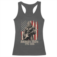 Americas 250th Anniversary 1776-2026 Bigfoot Rock Star Racerback Tank Top Playing Electric Guitar Distressed American Flag Graphic