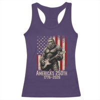 Americas 250th Anniversary 1776-2026 Bigfoot Rock Star Racerback Tank Top Playing Electric Guitar Distressed American Flag Graphic