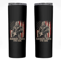 Americas 250th Anniversary 1776-2026 Bigfoot Rock Star Skinny Tumbler Playing Electric Guitar Distressed American Flag Graphic