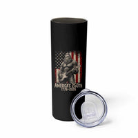 Americas 250th Anniversary 1776-2026 Bigfoot Rock Star Skinny Tumbler Playing Electric Guitar Distressed American Flag Graphic