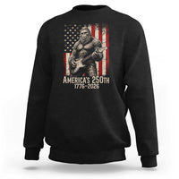 Americas 250th Anniversary 1776-2026 Bigfoot Rock Star Sweatshirt Playing Electric Guitar Distressed American Flag Graphic