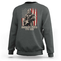Americas 250th Anniversary 1776-2026 Bigfoot Rock Star Sweatshirt Playing Electric Guitar Distressed American Flag Graphic