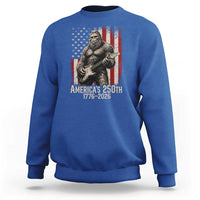 Americas 250th Anniversary 1776-2026 Bigfoot Rock Star Sweatshirt Playing Electric Guitar Distressed American Flag Graphic
