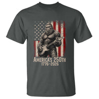 Americas 250th Anniversary 1776-2026 Bigfoot Rock Star T Shirt Playing Electric Guitar Distressed American Flag Graphic