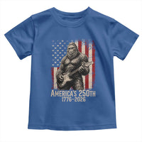 Americas 250th Anniversary 1776-2026 Bigfoot Rock Star Toddler T Shirt Playing Electric Guitar Distressed American Flag Graphic
