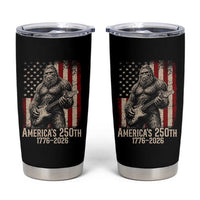 Americas 250th Anniversary 1776-2026 Bigfoot Rock Star Tumbler Cup Playing Electric Guitar Distressed American Flag Graphic