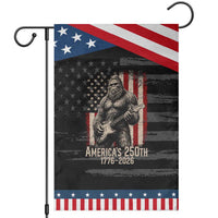 Americas 250th Anniversary 1776-2026 Bigfoot Rock Star Patriotic Garden Flag Playing Electric Guitar Distressed American Flag Graphic