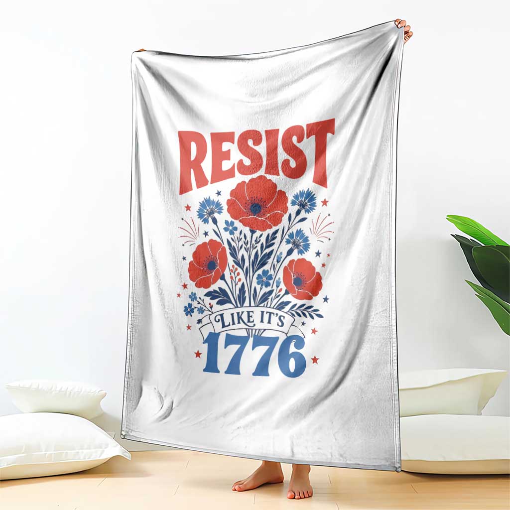 Resist Like Its 1776 Folk Art Floral Botanical Graphic Throw Blanket Patriotic Statement Political Satire