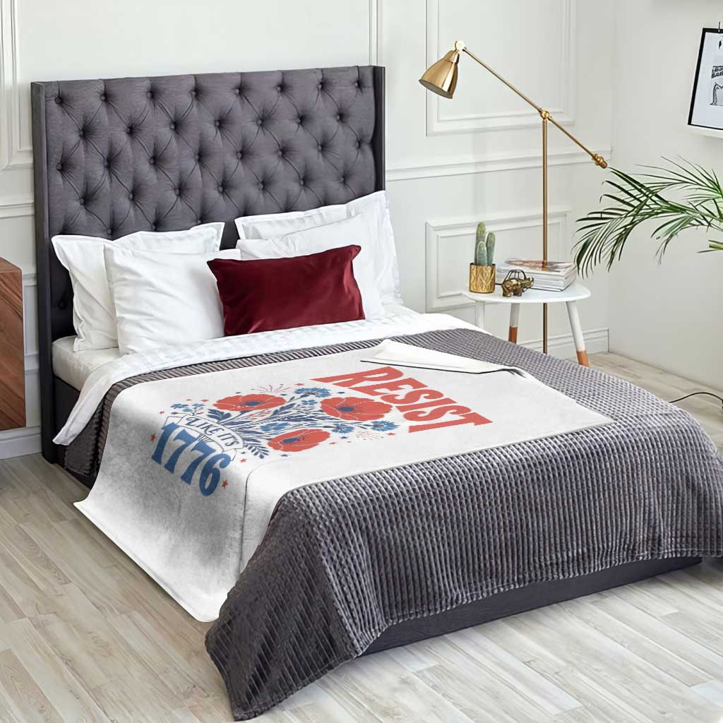 Resist Like Its 1776 Folk Art Floral Botanical Graphic Throw Blanket Patriotic Statement Political Satire