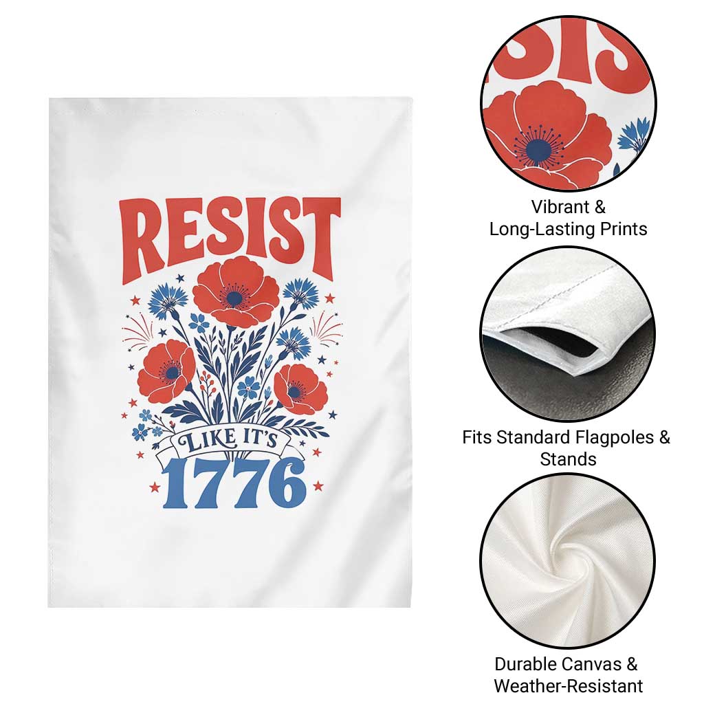 Resist Like Its 1776 Folk Art Floral Botanical Graphic Garden Flag Patriotic Statement Political Satire