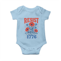 Resist Like Its 1776 Folk Art Floral Botanical Graphic Baby Onesie Patriotic Statement Political Satire