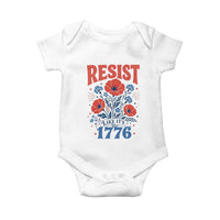 Resist Like Its 1776 Folk Art Floral Botanical Graphic Baby Onesie Patriotic Statement Political Satire