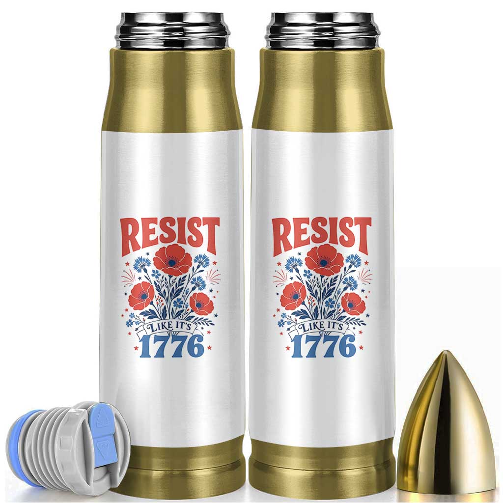 Resist Like Its 1776 Folk Art Floral Botanical Graphic Bullet Tumbler Patriotic Statement Political Satire