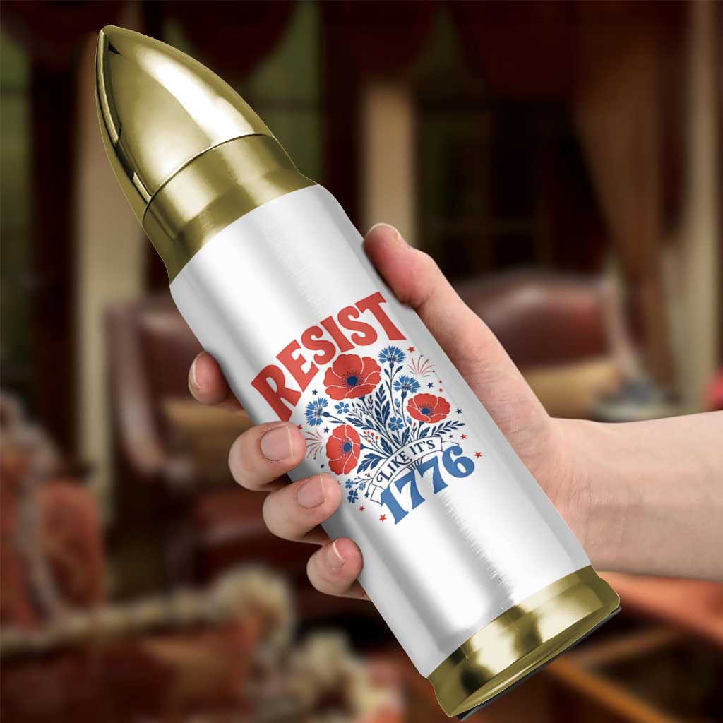Resist Like Its 1776 Folk Art Floral Botanical Graphic Bullet Tumbler Patriotic Statement Political Satire
