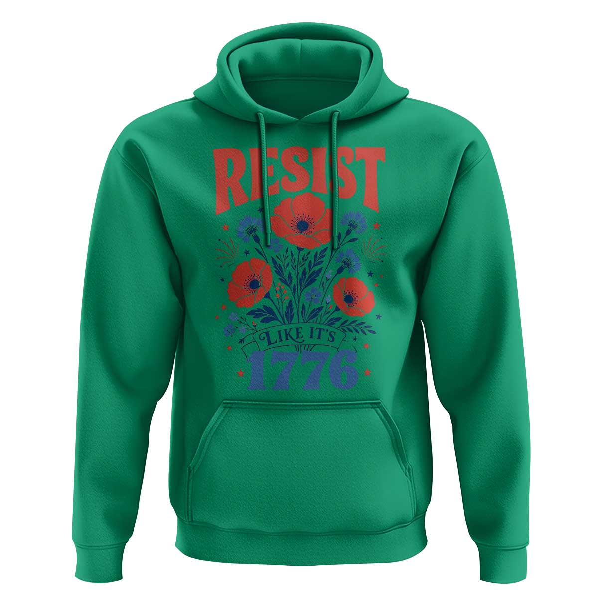Resist Like Its 1776 Folk Art Floral Botanical Graphic Hoodie Patriotic Statement Political Satire