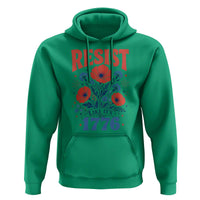 Resist Like Its 1776 Folk Art Floral Botanical Graphic Hoodie Patriotic Statement Political Satire