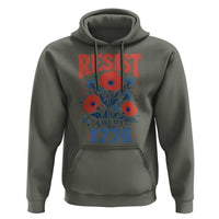 Resist Like Its 1776 Folk Art Floral Botanical Graphic Hoodie Patriotic Statement Political Satire