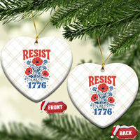 Resist Like Its 1776 Folk Art Floral Botanical Graphic Ceramic Ornament Patriotic Statement Political Satire
