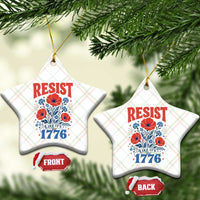 Resist Like Its 1776 Folk Art Floral Botanical Graphic Ceramic Ornament Patriotic Statement Political Satire
