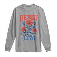 Resist Like Its 1776 Folk Art Floral Botanical Graphic Long Sleeve Shirt Patriotic Statement Political Satire