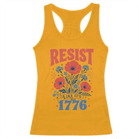 Resist Like Its 1776 Folk Art Floral Botanical Graphic Racerback Tank Top Patriotic Statement Political Satire