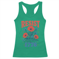 Resist Like Its 1776 Folk Art Floral Botanical Graphic Racerback Tank Top Patriotic Statement Political Satire