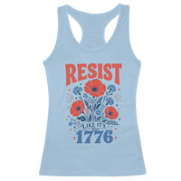 Resist Like Its 1776 Folk Art Floral Botanical Graphic Racerback Tank Top Patriotic Statement Political Satire