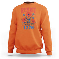 Resist Like Its 1776 Folk Art Floral Botanical Graphic Sweatshirt Patriotic Statement Political Satire