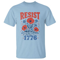 Resist Like Its 1776 Folk Art Floral Botanical Graphic T Shirt Patriotic Statement Political Satire