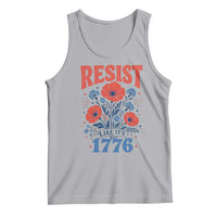 Resist Like Its 1776 Folk Art Floral Botanical Graphic Tank Top Patriotic Statement Political Satire