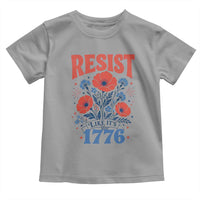 Resist Like Its 1776 Folk Art Floral Botanical Graphic Toddler T Shirt Patriotic Statement Political Satire