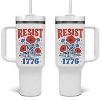 Resist Like Its 1776 Folk Art Floral Botanical Graphic Tumbler With Handle Patriotic Statement Political Satire