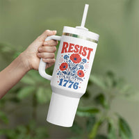Resist Like Its 1776 Folk Art Floral Botanical Graphic Tumbler With Handle Patriotic Statement Political Satire