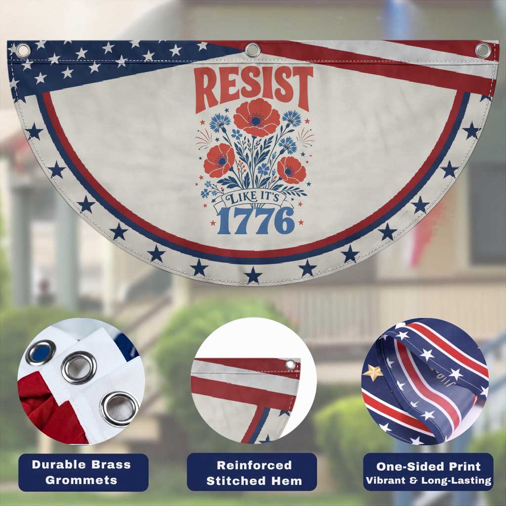 Resist Like Its 1776 Folk Art Floral Botanical Graphic Patriotic Fan Flag Statement Political Satire