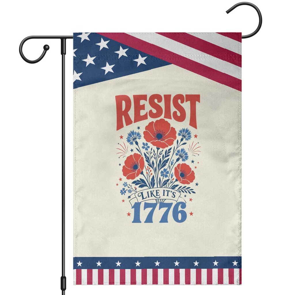 Resist Like Its 1776 Folk Art Floral Botanical Graphic Patriotic Garden Flag Statement Political Satire