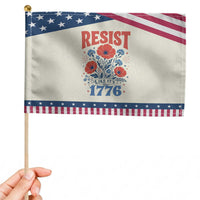 Resist Like Its 1776 Folk Art Floral Botanical Graphic Patriotic Handheld Flag Statement Political Satire