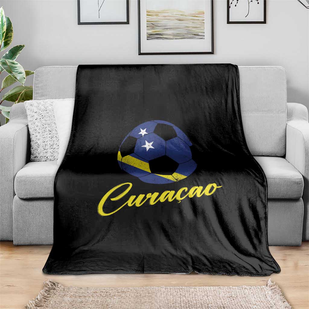Curaçao Soccer Fans Distressed Flag Throw Blanket Football Heritage Pride Support