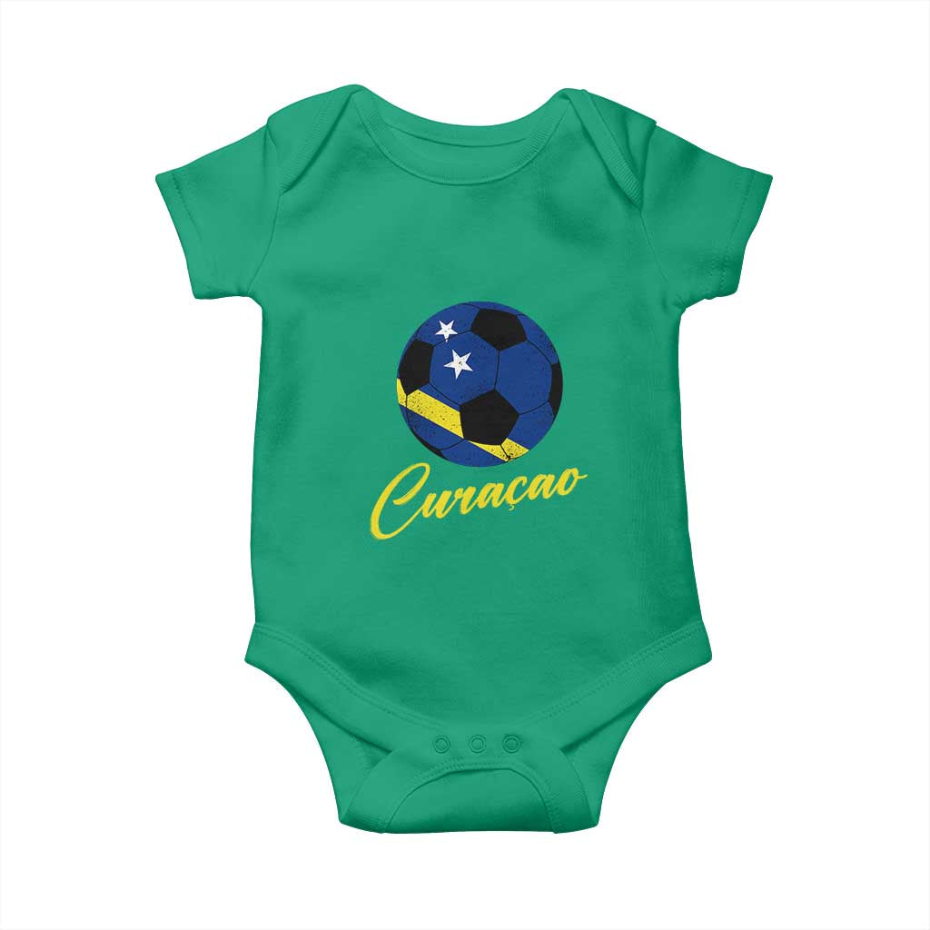 Curaçao Soccer Fans Distressed Flag Baby Onesie Football Heritage Pride Support