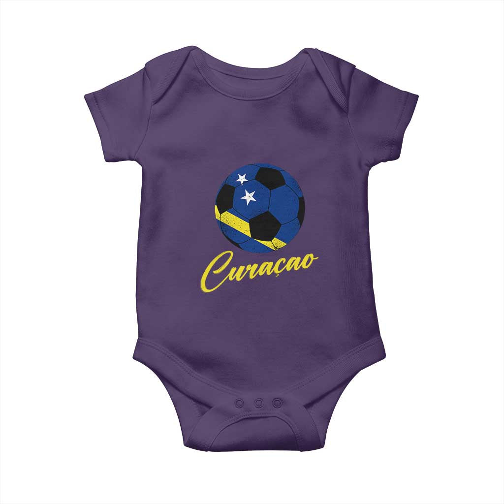 Curaçao Soccer Fans Distressed Flag Baby Onesie Football Heritage Pride Support
