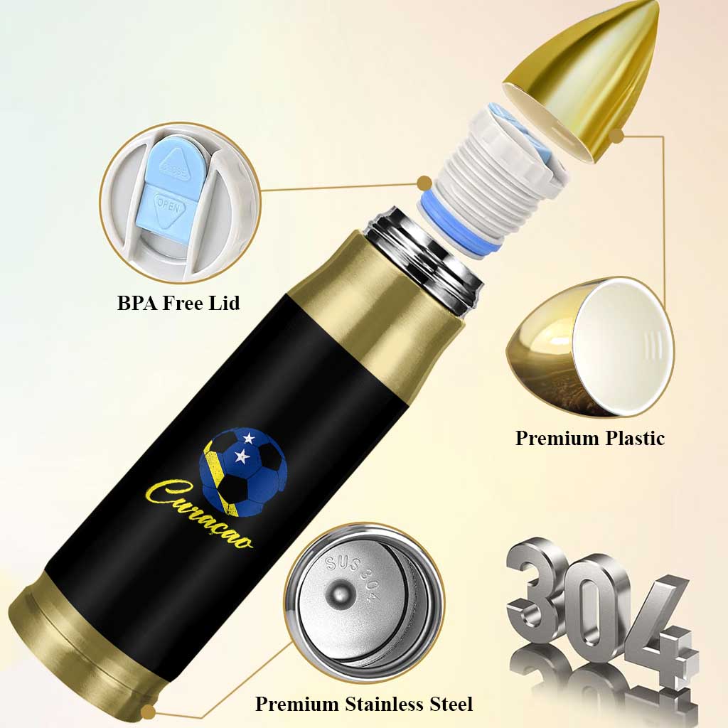 Curaçao Soccer Fans Distressed Flag Bullet Tumbler Football Heritage Pride Support