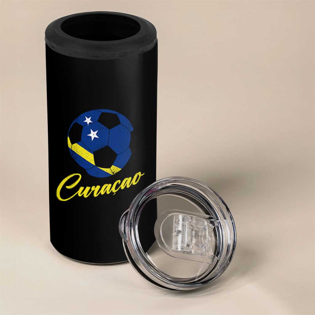 Curaçao Soccer Fans Distressed Flag 4 in 1 Can Cooler Tumbler Football Heritage Pride Support