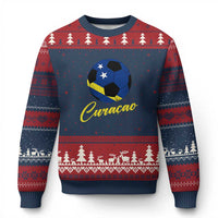 Curaçao Soccer Fans Distressed Flag Ugly Christmas Sweater Football Heritage Pride Support