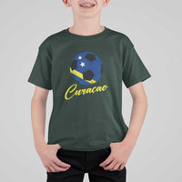 Curaçao Soccer Fans Distressed Flag T Shirt For Kid Football Heritage Pride Support