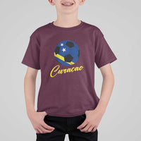 Curaçao Soccer Fans Distressed Flag T Shirt For Kid Football Heritage Pride Support