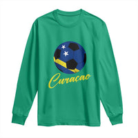 Curaçao Soccer Fans Distressed Flag Long Sleeve Shirt Football Heritage Pride Support
