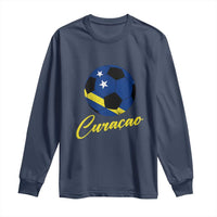 Curaçao Soccer Fans Distressed Flag Long Sleeve Shirt Football Heritage Pride Support