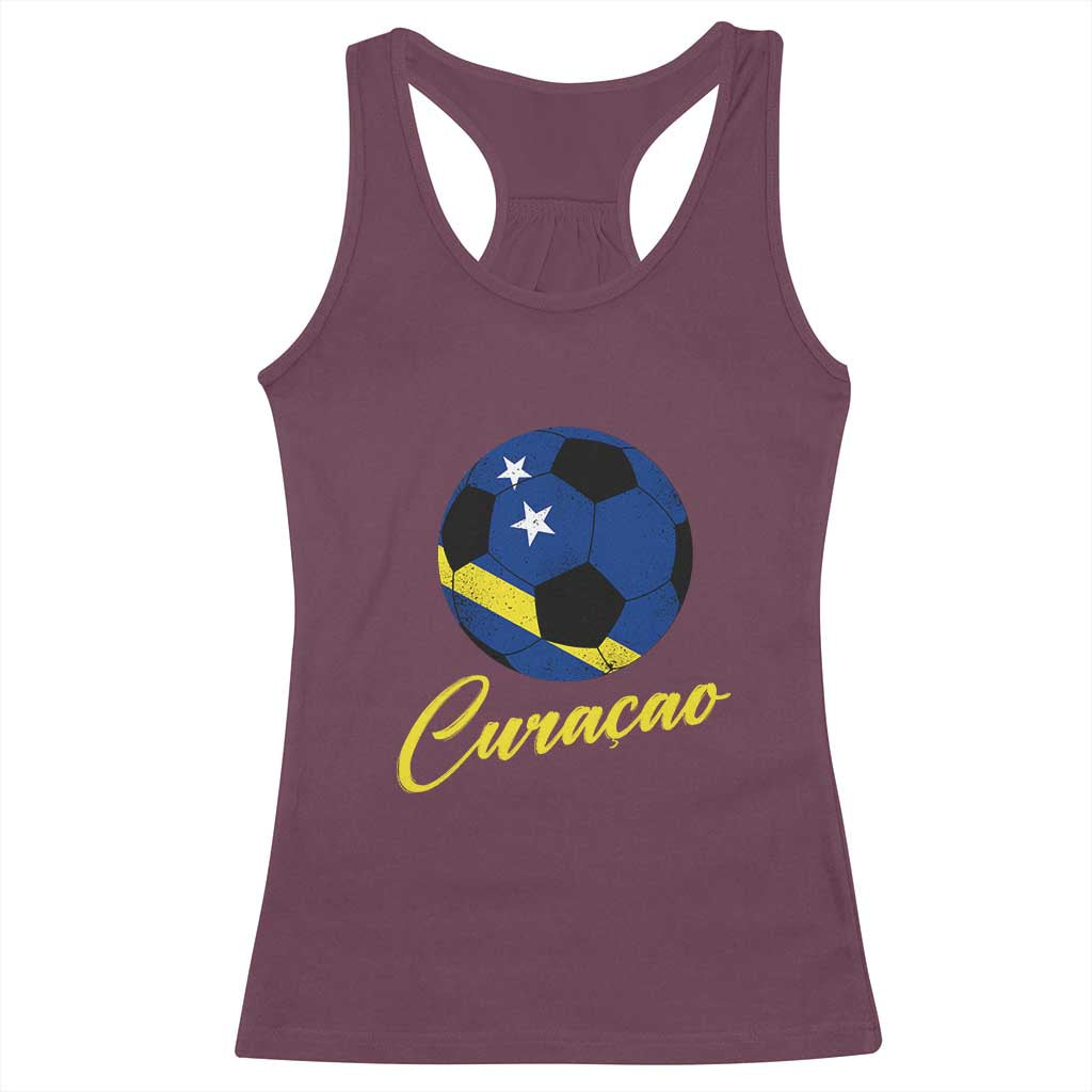 Curaçao Soccer Fans Distressed Flag Racerback Tank Top Football Heritage Pride Support
