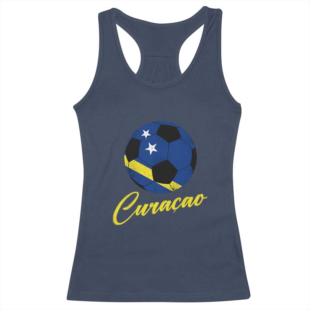 Curaçao Soccer Fans Distressed Flag Racerback Tank Top Football Heritage Pride Support