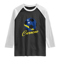 Curaçao Soccer Fans Distressed Flag Raglan Shirt Football Heritage Pride Support